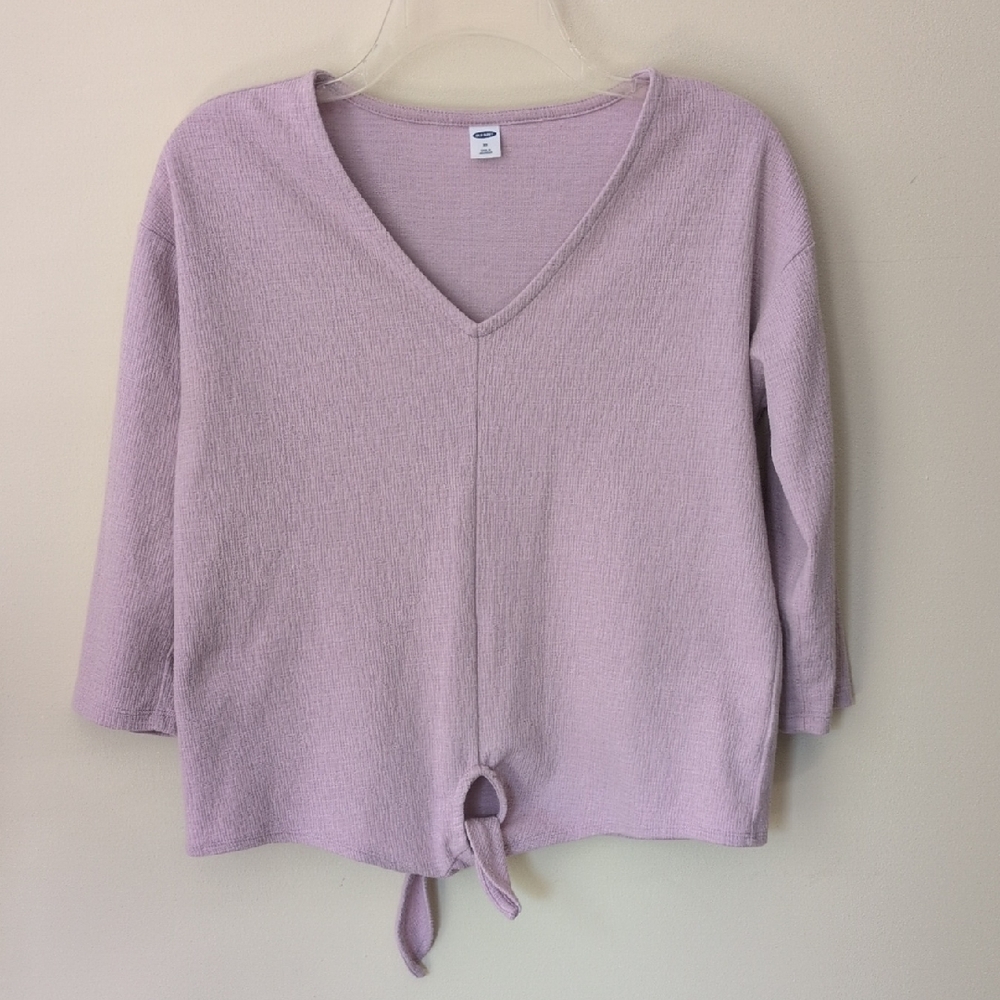 Old Navy Lavender V-Neck Tie-Front Top